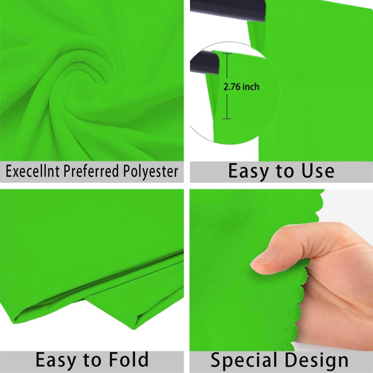 Green Screen Photo Backdrop for Photoshoot Green Background for Video 8×10 FT