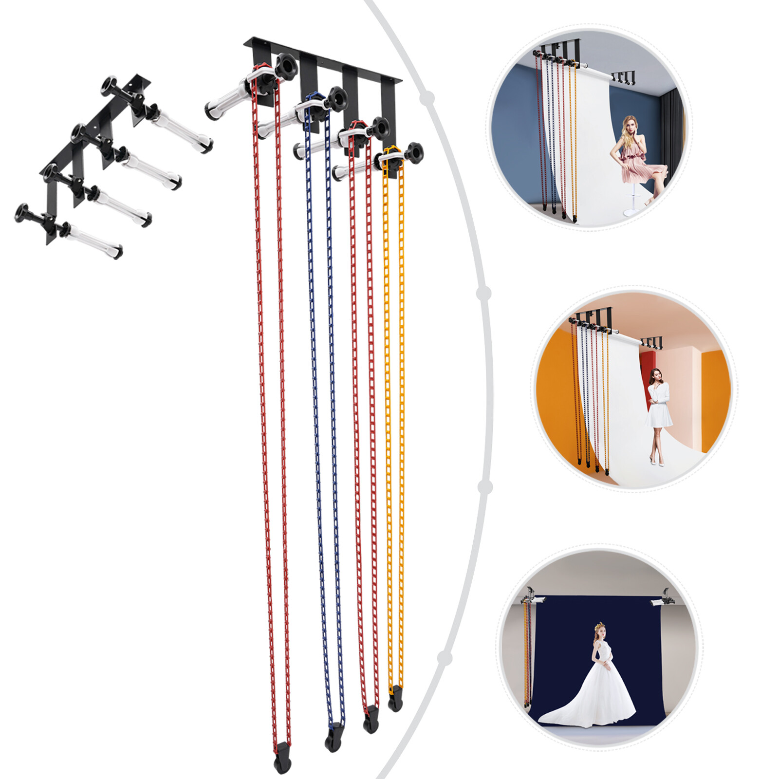 Manual Photography 4Roller Wall-Mounting Background Support System Space Saving