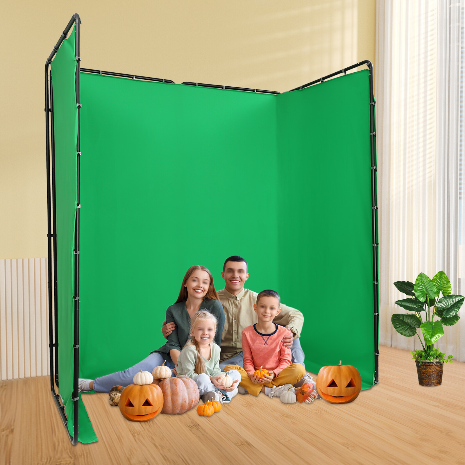 Photography Backdrop Stand Kit with Green Cloth For Photo Studio 12.73*7.55ft