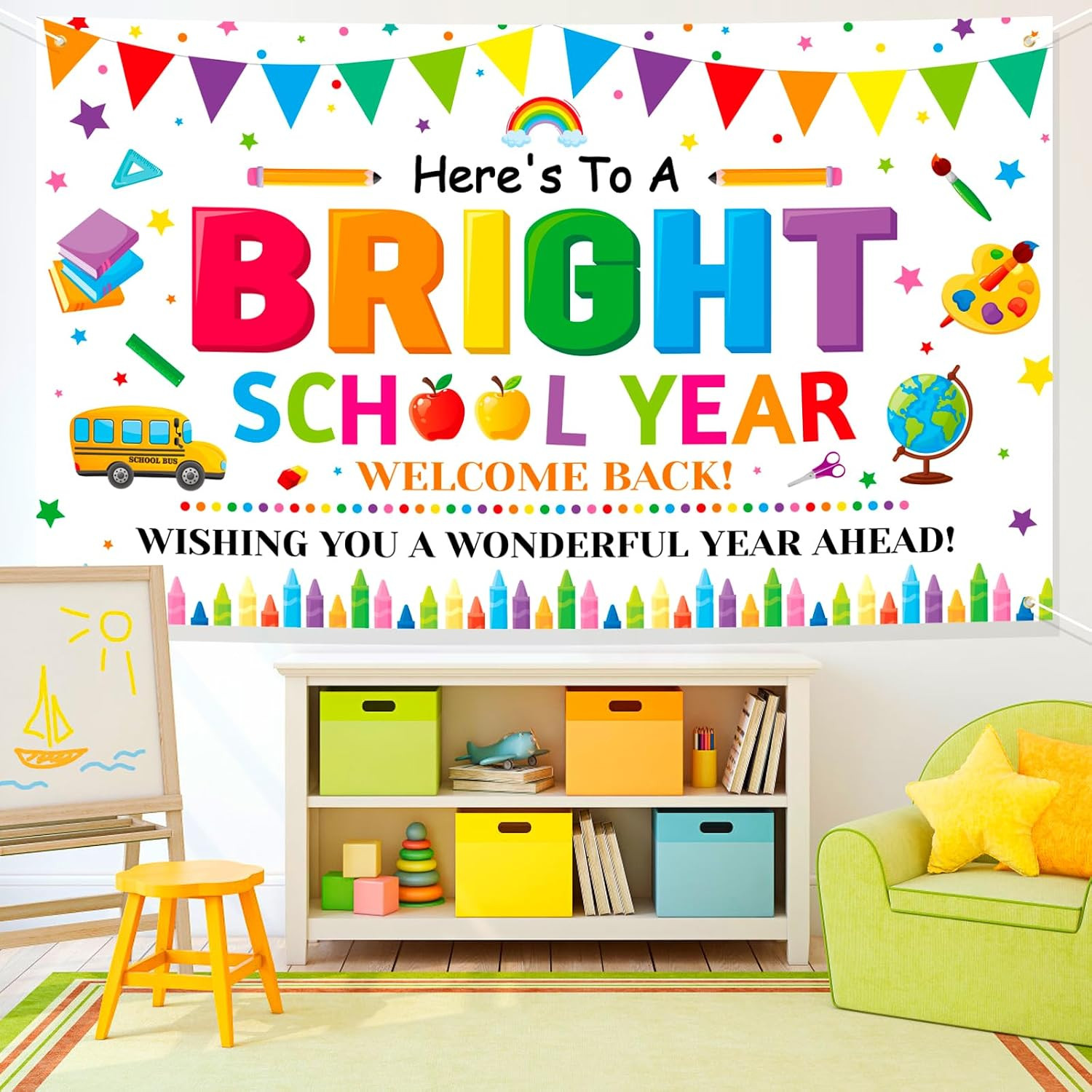 Back to School Backdrop, Here’S to a Bright School Year Backdrop, First Day of S