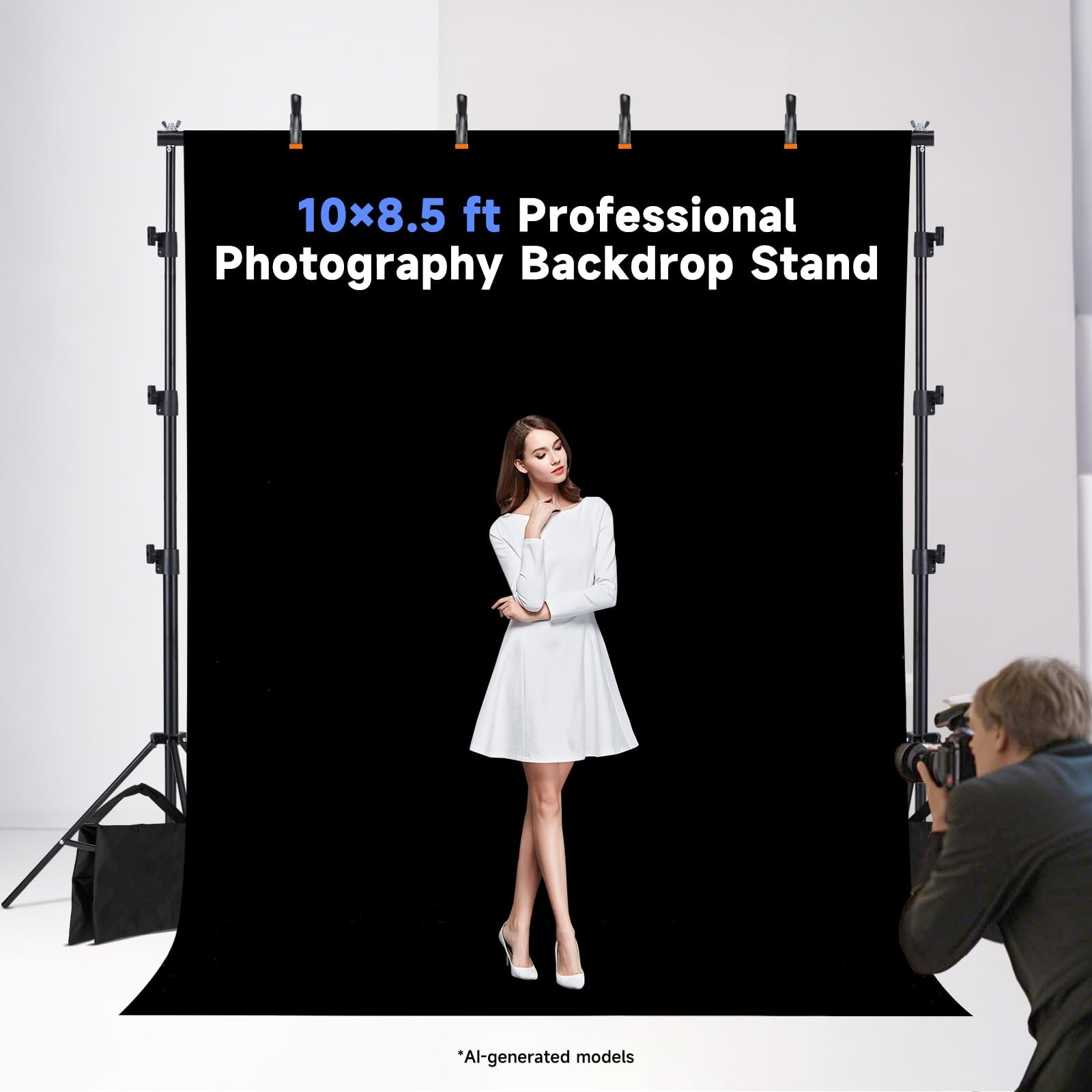 8x10ft Backdrop Stand Kit – Adjustable Photo Background Support System for Ph…