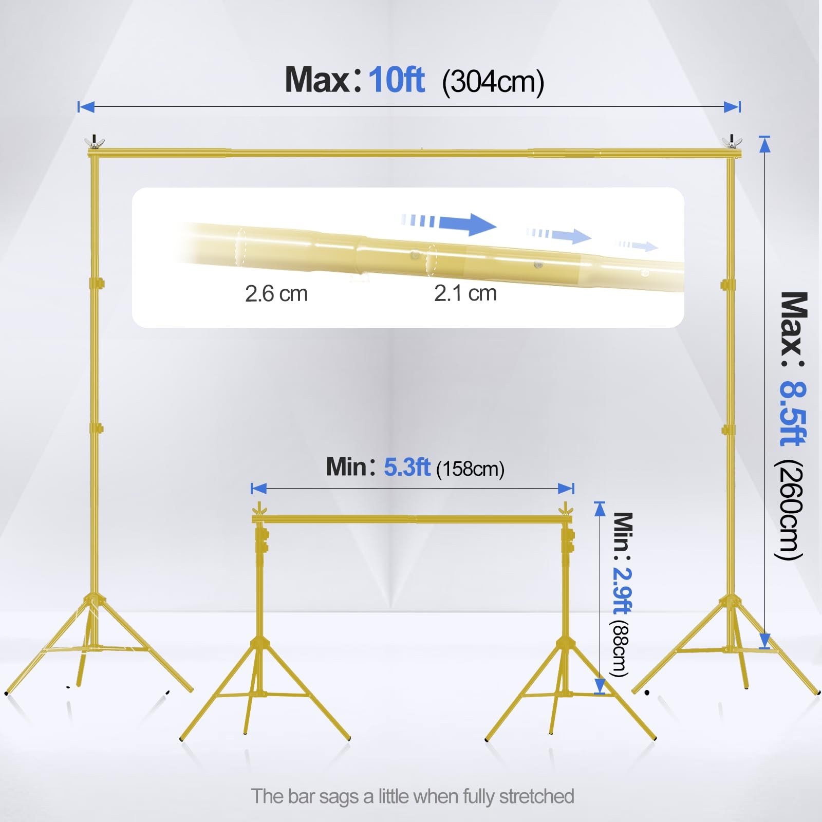 Backdrop Stand 10×8.5ft(WxH) Photo Studio Adjustable Background Stand Support…