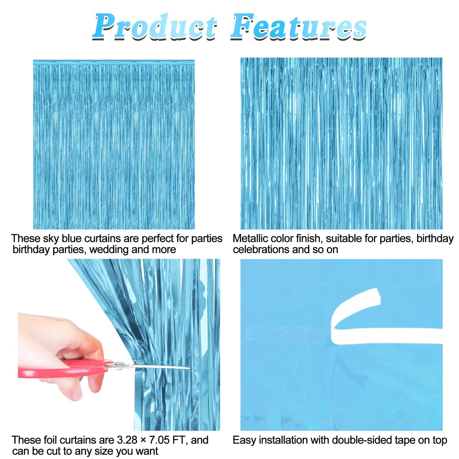 2 Pack Tinsel Backdrop Birthday Party Streamer Fringe Curtains Foil Backdrop