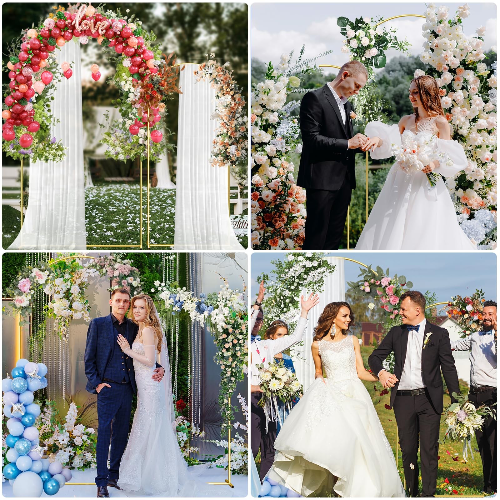 Metal Arch Backdrop Stand, 7.2FT+6FT Wedding Arch Frame, Gold Wedding Arch Ba…