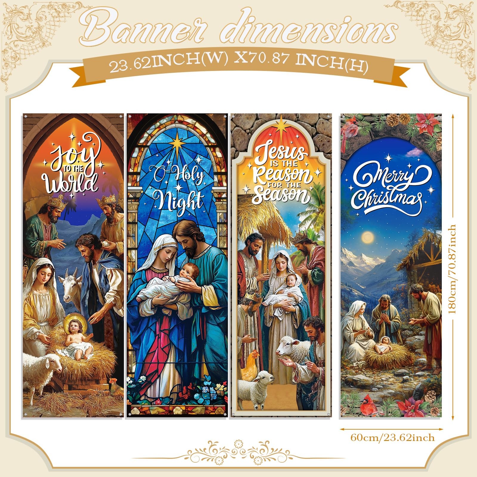 4 Pcs Easter Church Banners with Scripture Religious Worship Banner Christian…