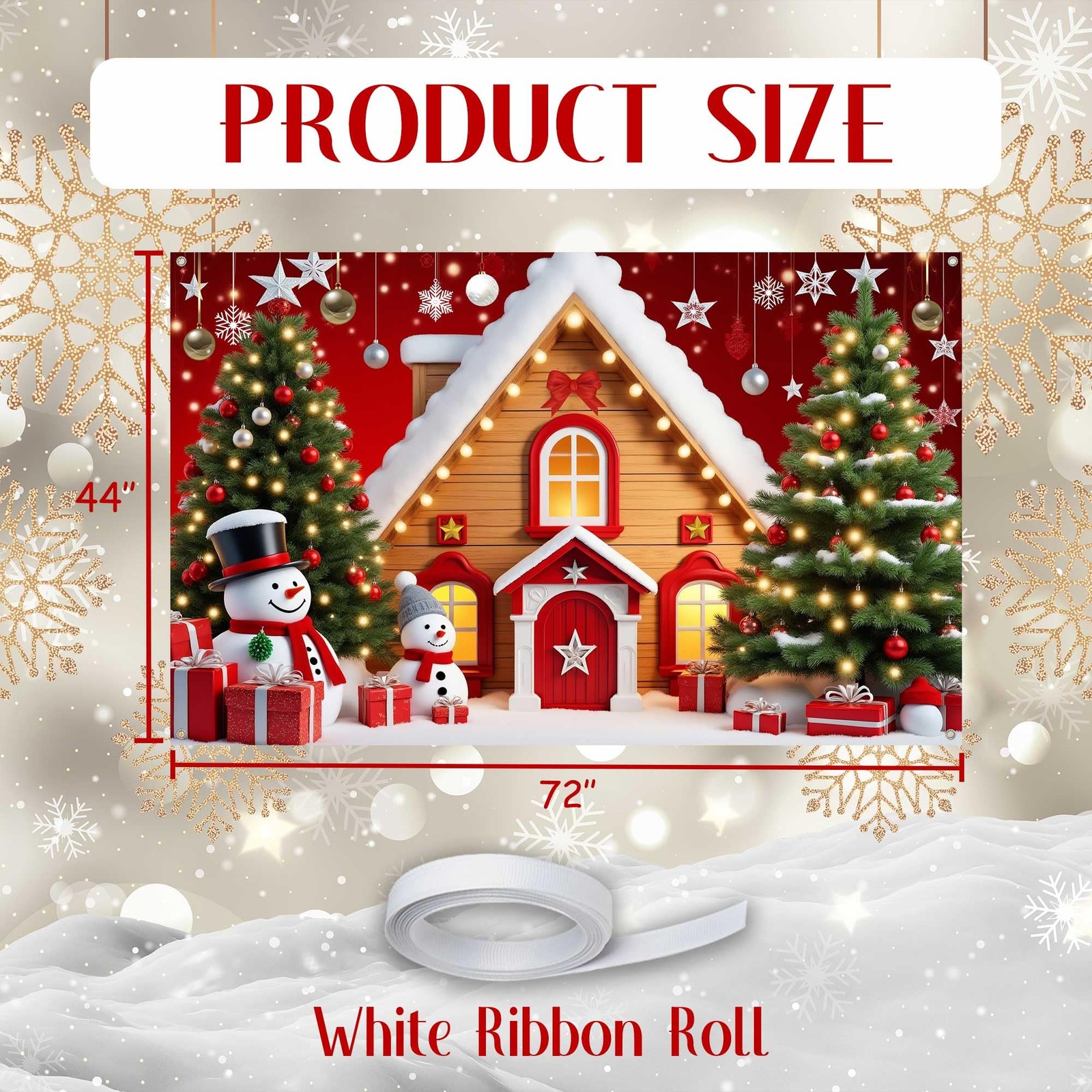 Merry Christmas Backdrop Xmas Tree Snowflake Banner, Winter New Year Photogra…
