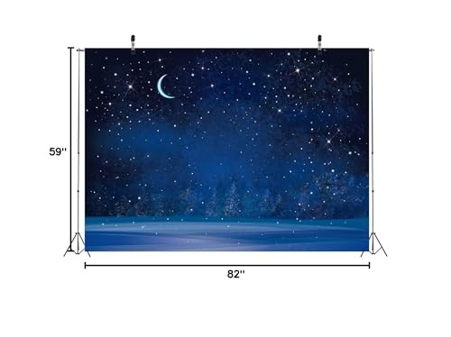 BELECO 7x5ft Fabric Winter Wonderland Night Snowfall Backdrop 7x5FT, A50026