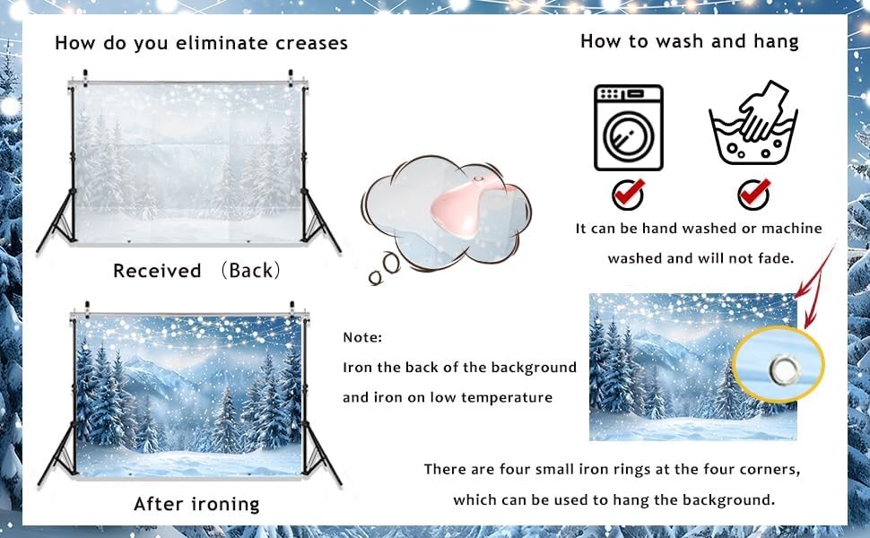 82.6”X 59”Fabric Winter Snow Scenery Photography Background Snow Forest Photo