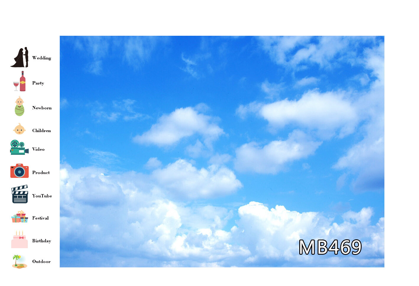 Blue Sky White Cloud Backdrop Fresh Baby Shower Birthday Background Studio Props