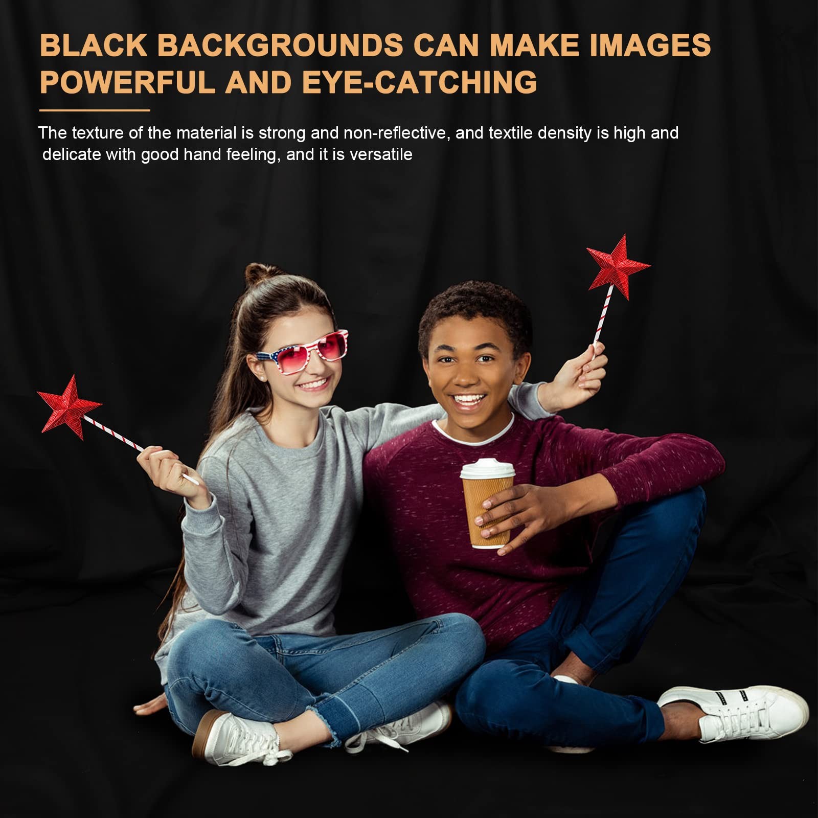 Aimosen 10×8 FT Black Backdrop Background for Photography, 8 X 10FT,