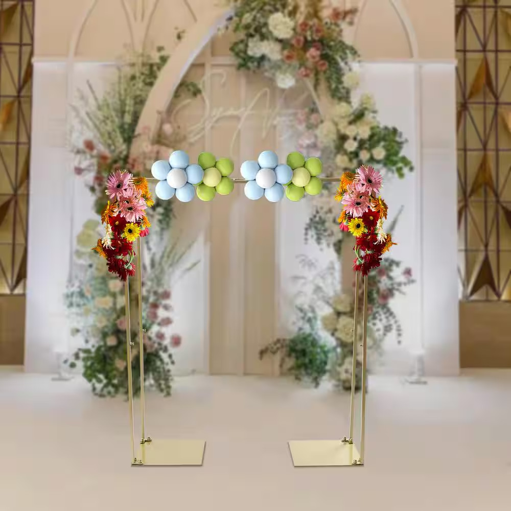 47.28 In. X 39.4 In. Gold Square Metal Wedding Garden Arch Backdrop Stand Arbor