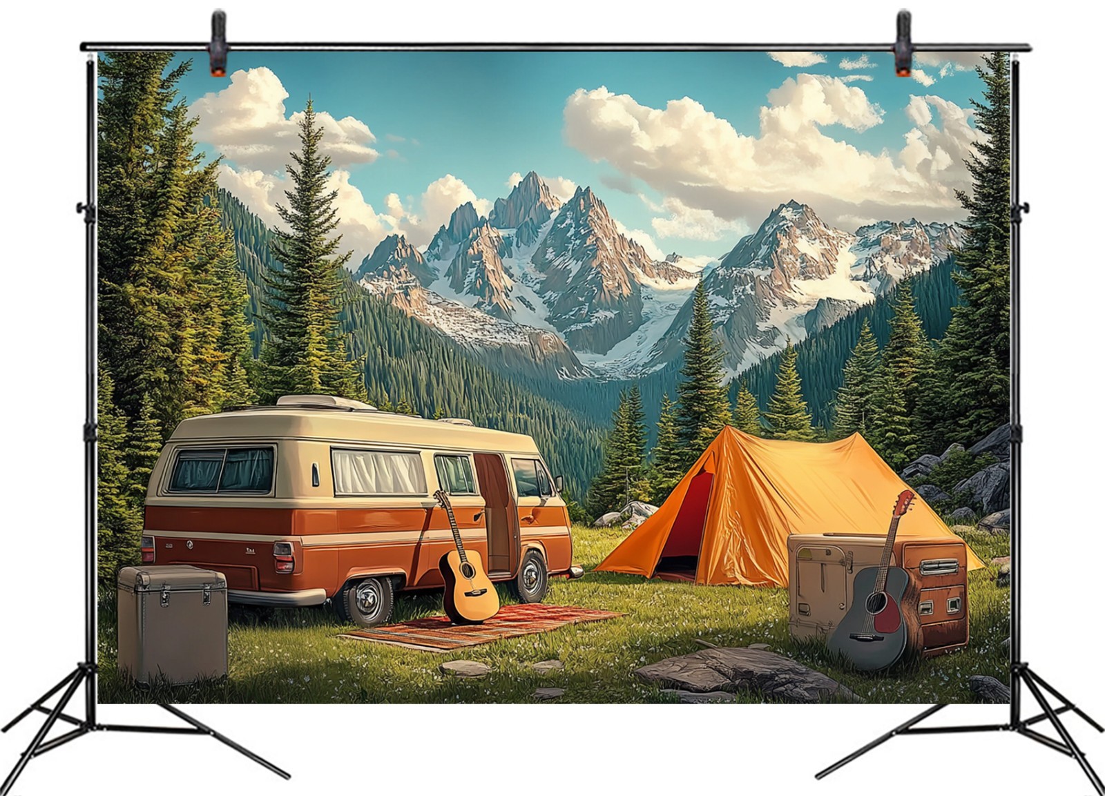 10x8ft Camping Backdrop Outdoor Travel Hiking Party Background for Photography