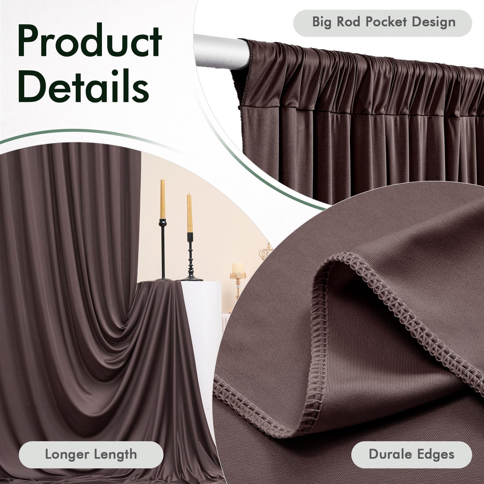 50ftx12ft Wrinkle Free Brown Backdrop (W)5ft x (H)12ft (10 Panel),