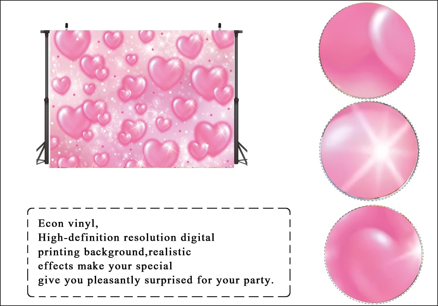 LTLYH 7×5ft Pink Heart Photo Backdrop Early 2000s Party 7x5ft, pink