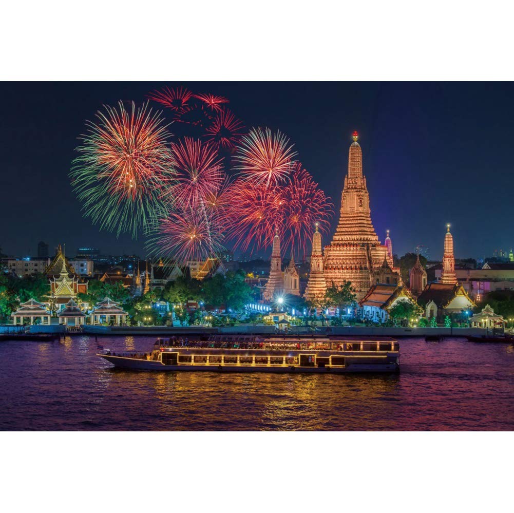6x4ft 2025 New Years Eve Backdrop, Bangkok Thailand Fireworks, Photo, Party