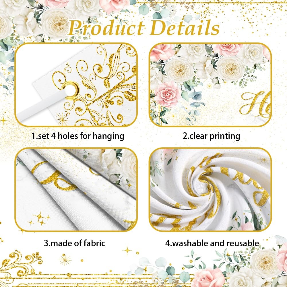 6×3.6ft Happy Birthday Backdrop for Girl Women Photography Background Flower Whi