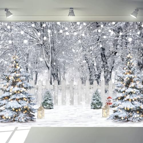 Winter Photography Backdrop Glitter Snowy Forest Pine Tree Background 7x5ft