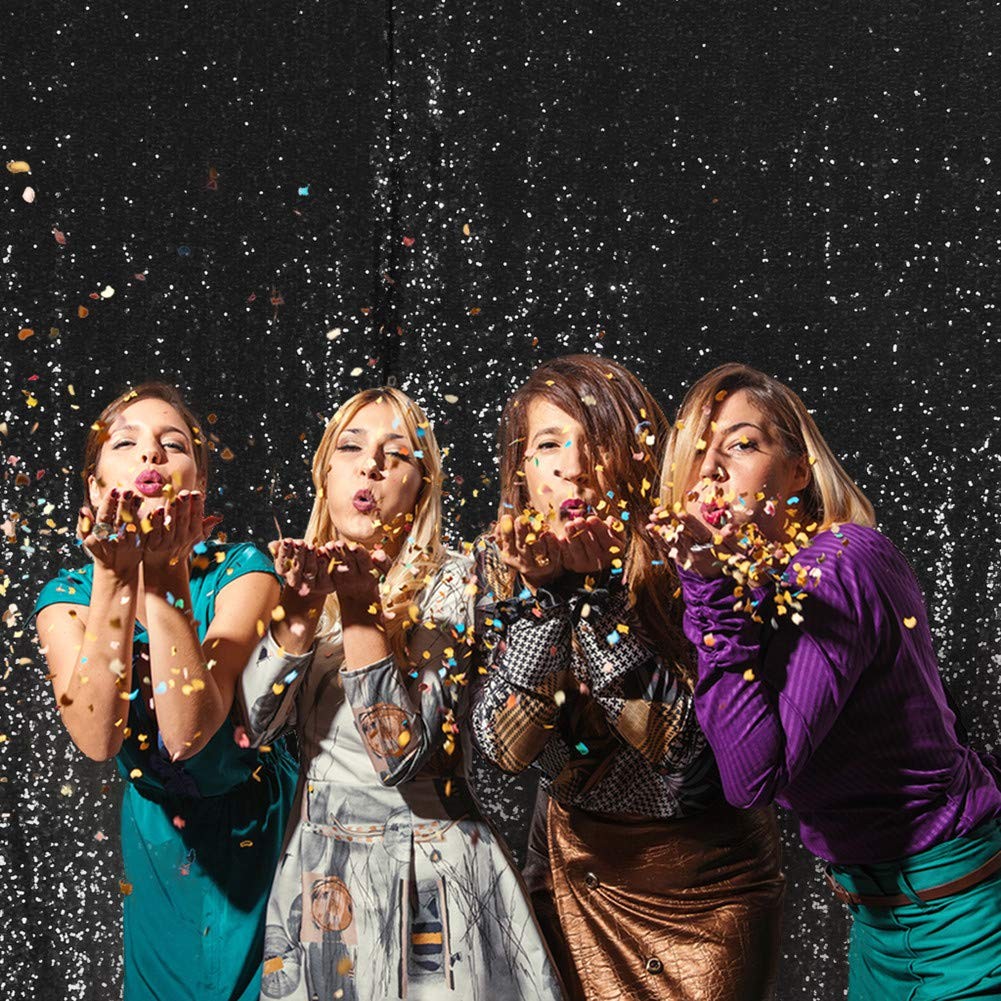 Sequin Backdrop 6×8 Feet Black Curtain Background Halloween Wedding Party
