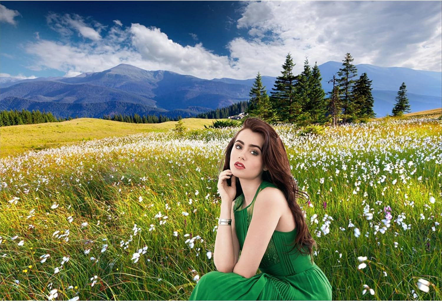 7X5Ft Vinyl Summer Landscape Backdrops for Photography Background Blooming Flowe