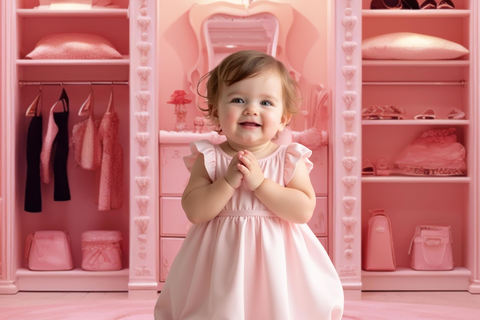 1 PCS Princess Cloakroom Indoor Girls Pink Room Photo Backdrop 7x5ft Studio