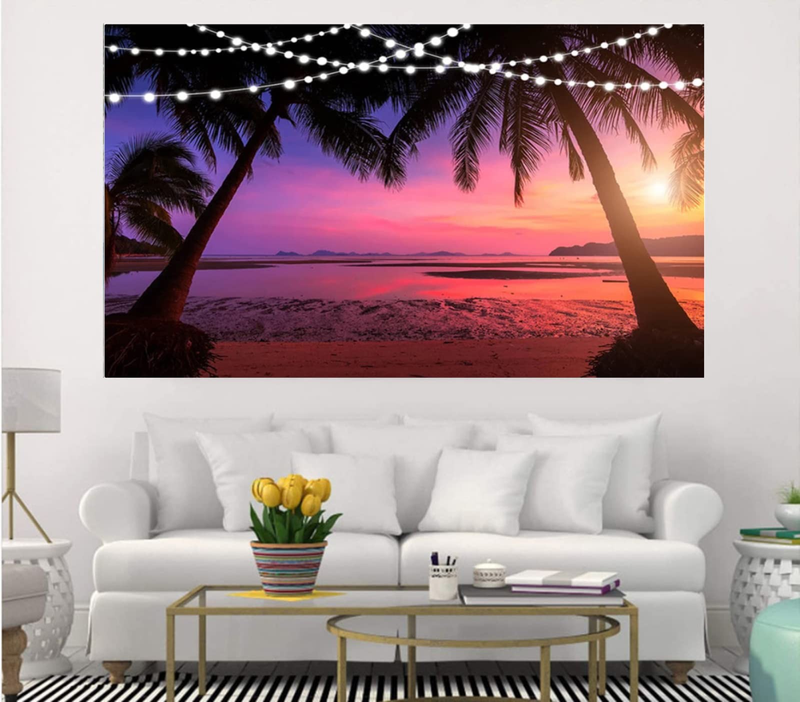Summer Pink Sunset Hawaiian Natural Scenery Photography Background 7ftx5ft
