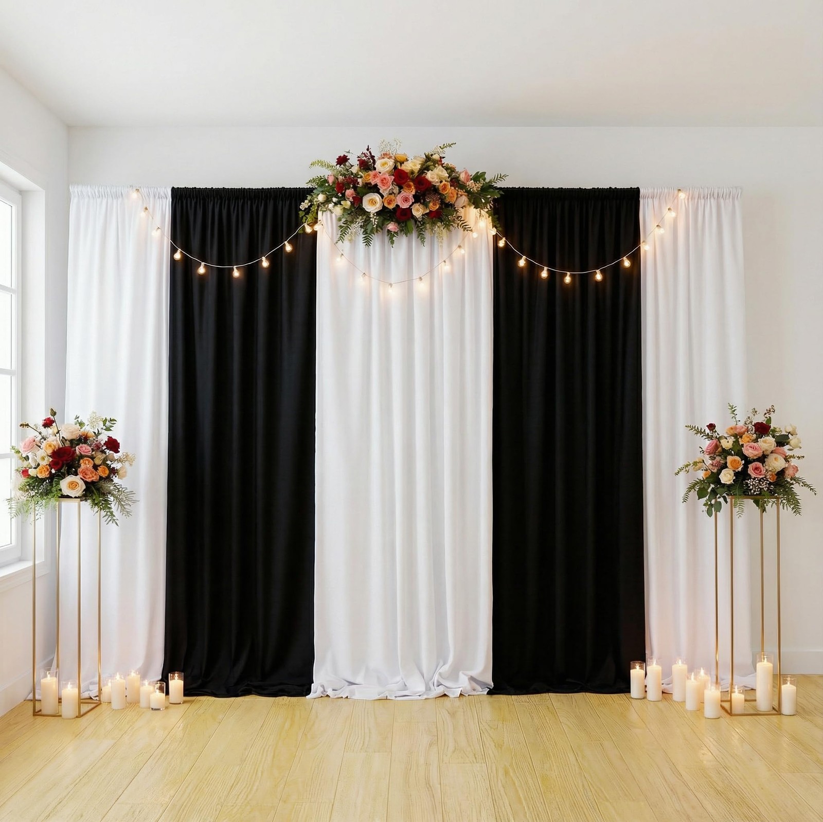 20x10FT White Backdrop Curtain for Parties,2 Panels(Each 10x10FT) Seamless He…