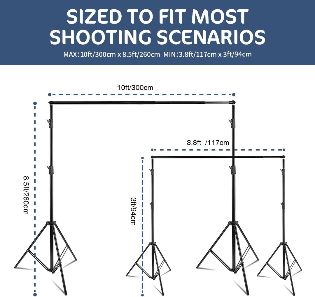Backdrop Stand Kit for Photography 10×8.5ft(WxH) Adjustable Heavy Duty Photo