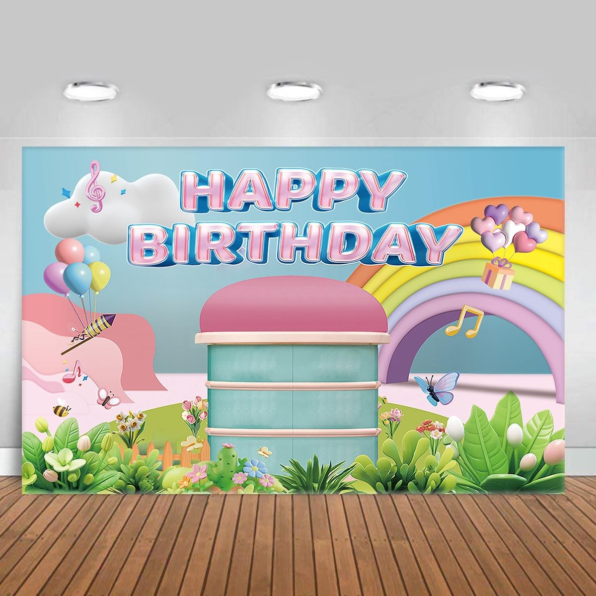 5×3 Ft Rainbow Dollhouse Birthday Party Backdrop Decorations Theme Supplies