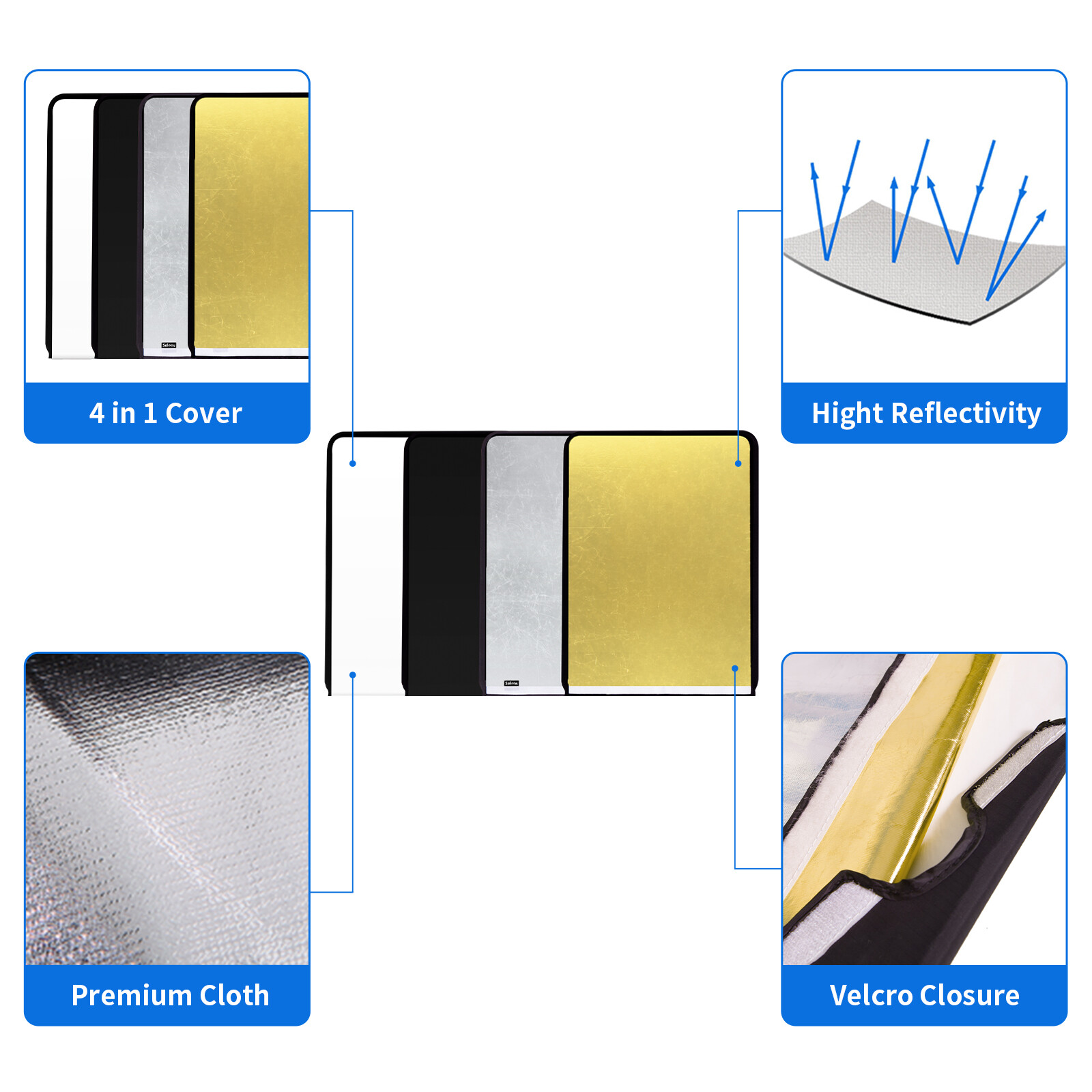 3 Sizes Stainless Flag Panel Cloth Reflector Diffuser for Photo Video Studio