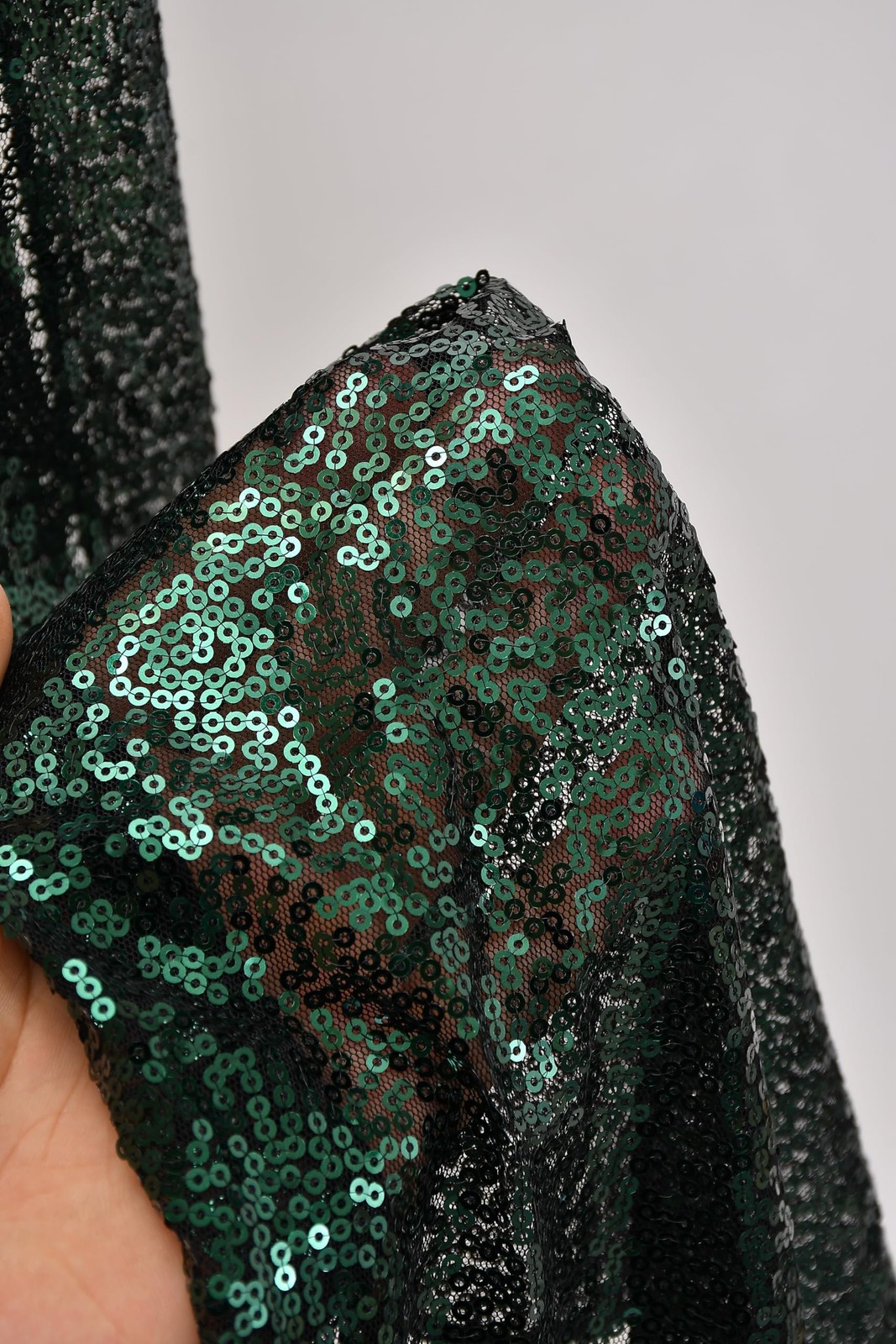 Wedding Arch Draping Fabric 1 Panel 12 Inch x 20ft Gold Sequin Dark Green