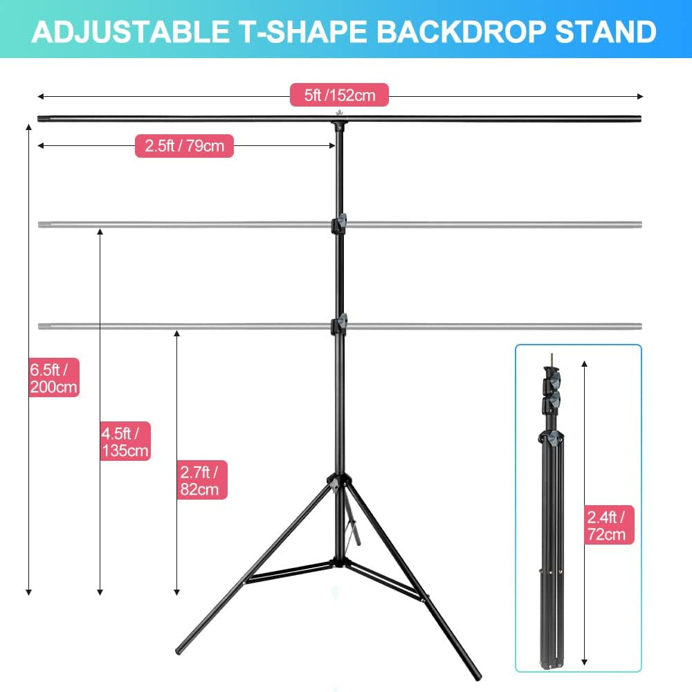 Black White Backdrop Screen with Stand Kit for Photo Video Studio Filming 5X6.5f