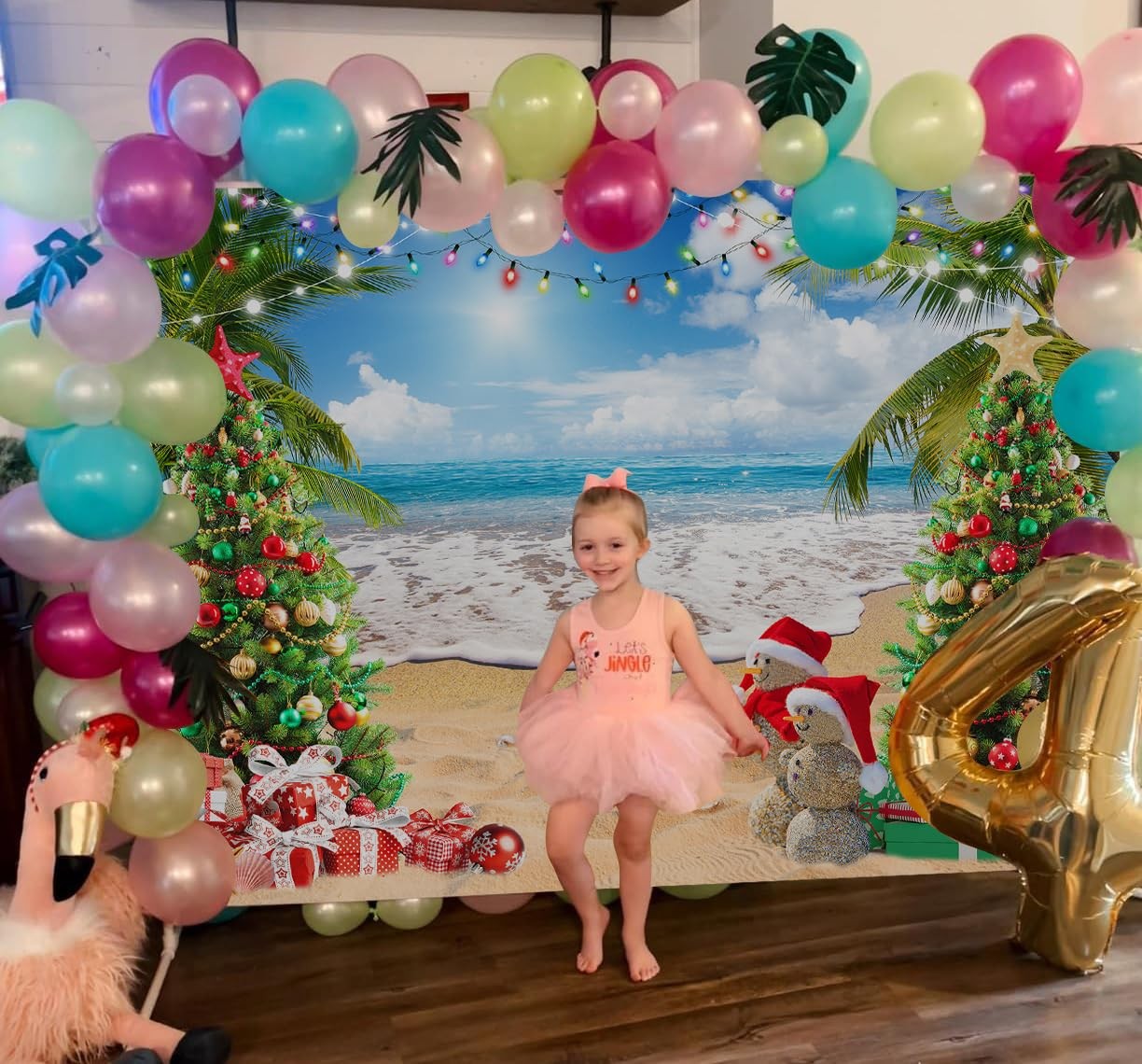 July Christmas Summer Hawaiian Beach Photography Backdrop 8x6ft Holiday Prop