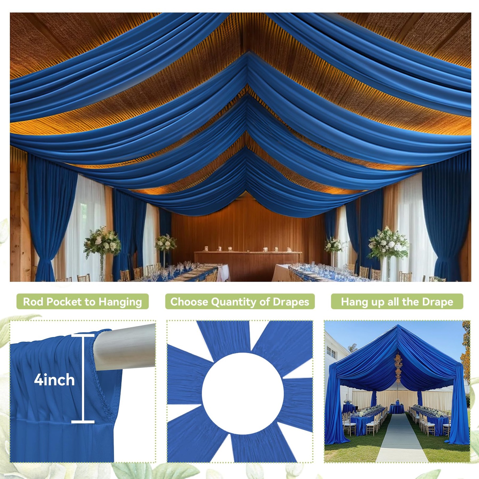 10 Panels 5ft(W) x 20ft(H) Royal Blue 60″W x 240″L (Pack of 10),