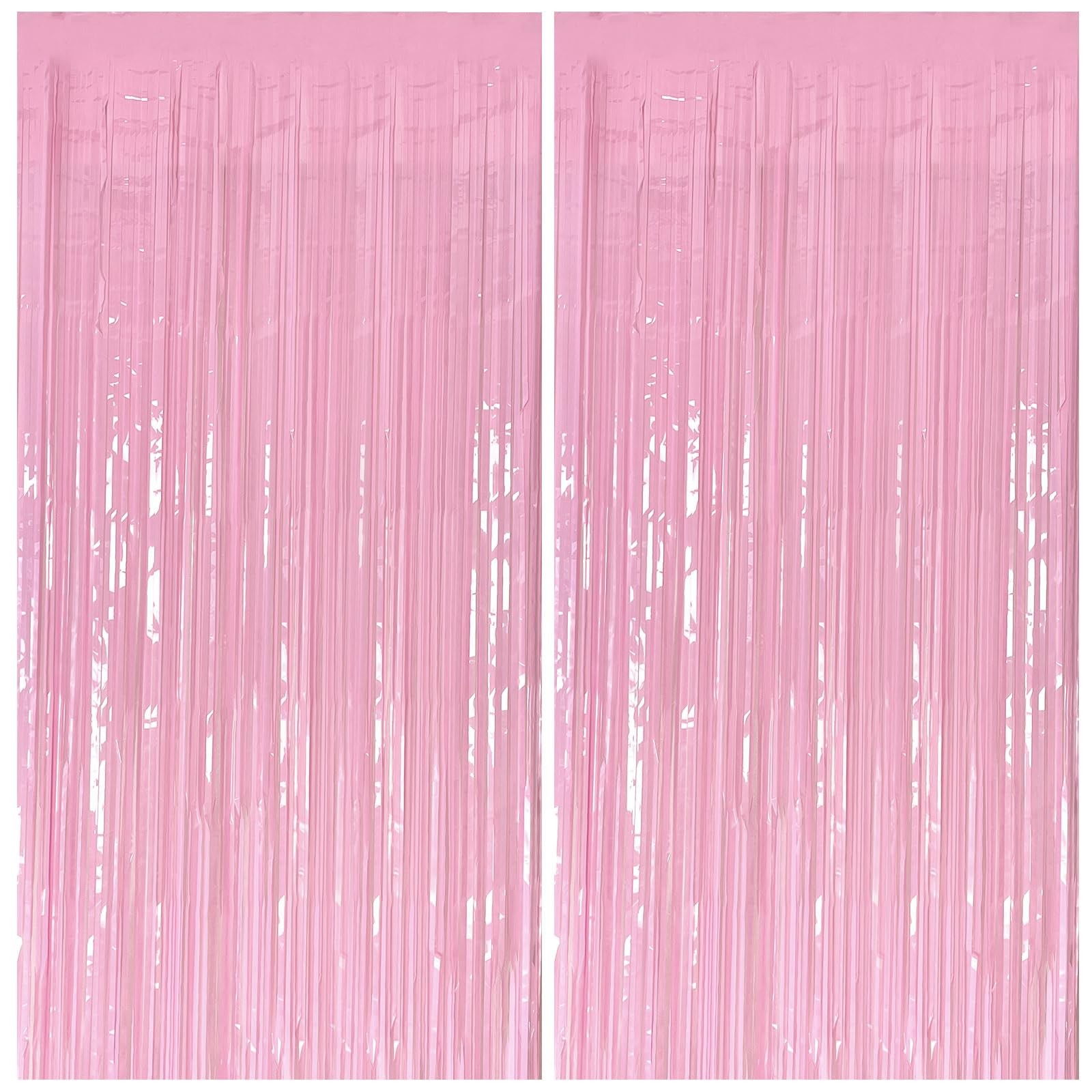 Pastel Pink Party Streamers Foil Fringe Backdrop Curtains Tinsel Streamers Bi…