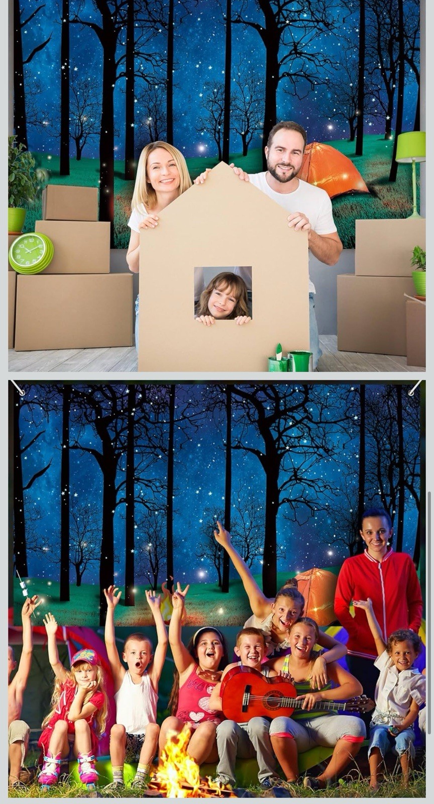 7x5Ft Camping Backdrop Forest Scene Camping Photography Background Party Decor