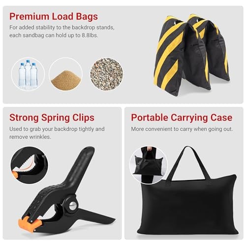 10×8.5 FT Backdrop Stand for Parties, Adjustable Photo Backdrop 10×8.5ft Black