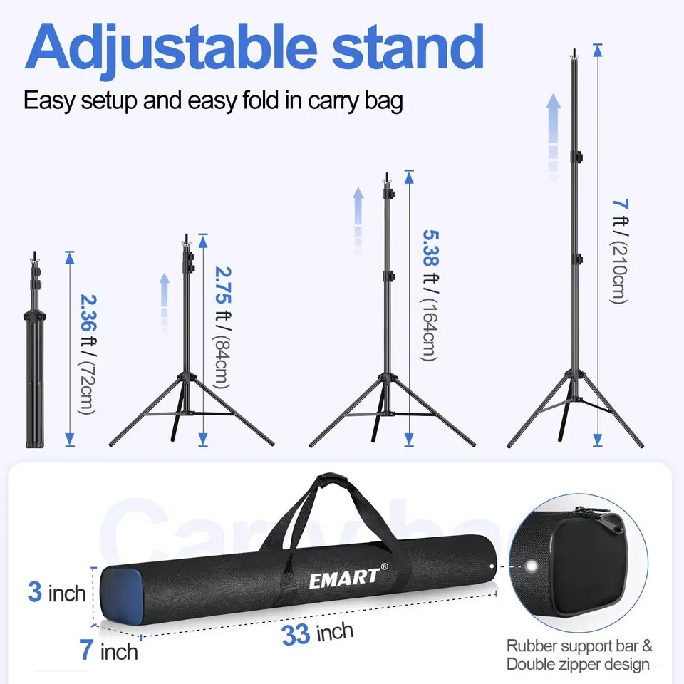 EMART! Backdrop Stand 10x7ft(WxH) Photo Studio Adjustable Background Stand…