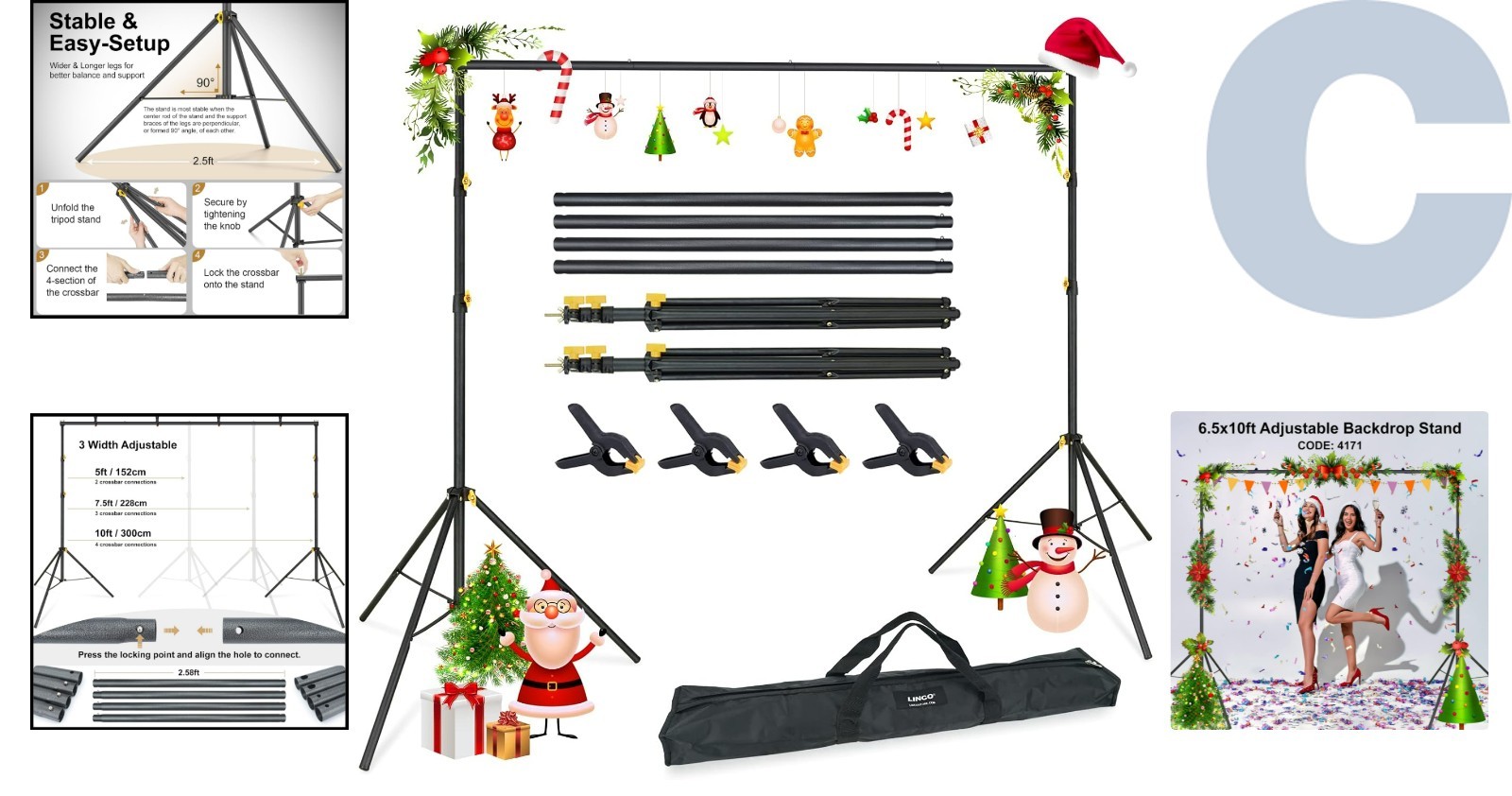 10×6.5ft Adjustable Backdrop Support Stand Kit for Stunning Photography