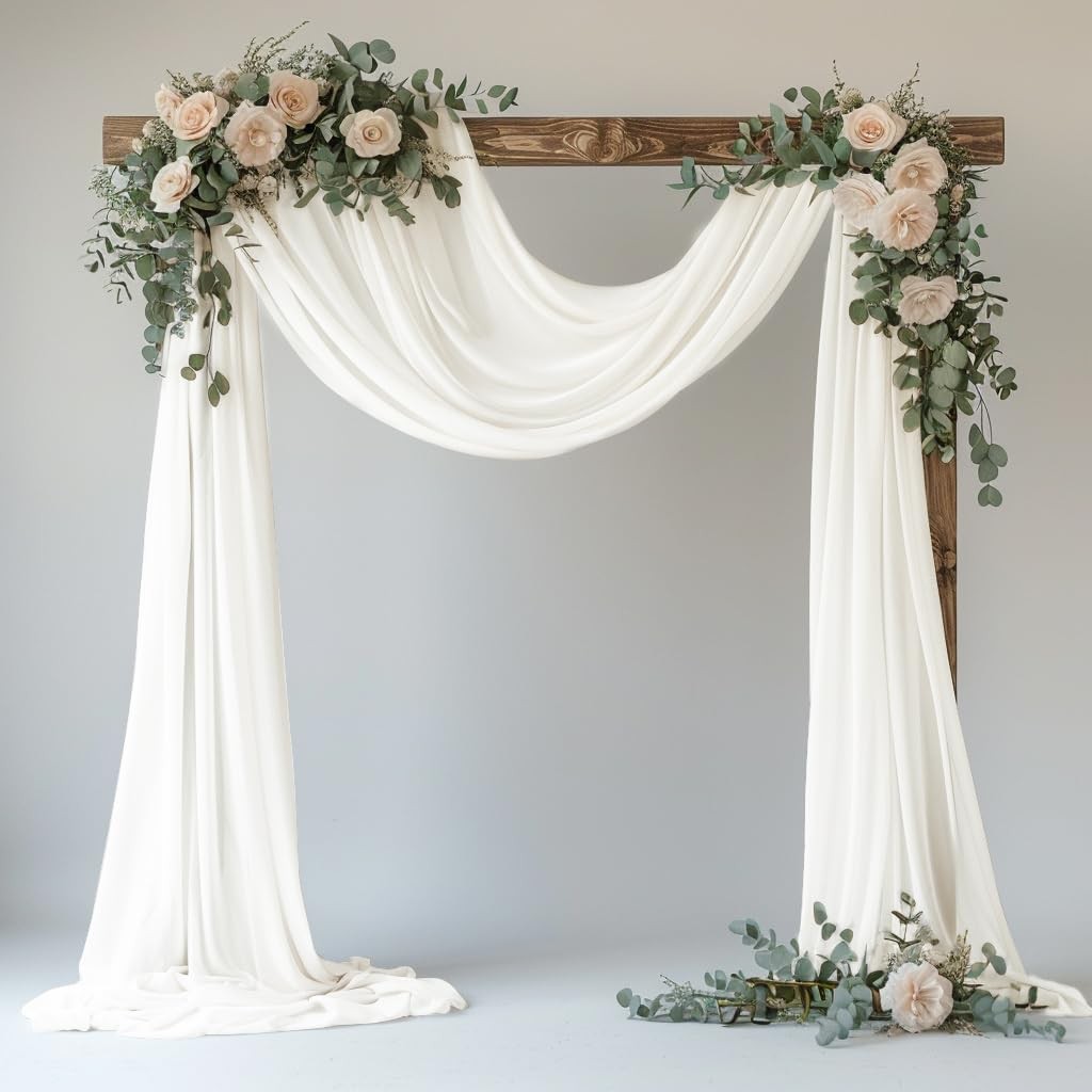 Wedding Arch Draping Fabric 1 Panel 28.7″ x 20FT Ivory Sheer Chiffon Backdrop…