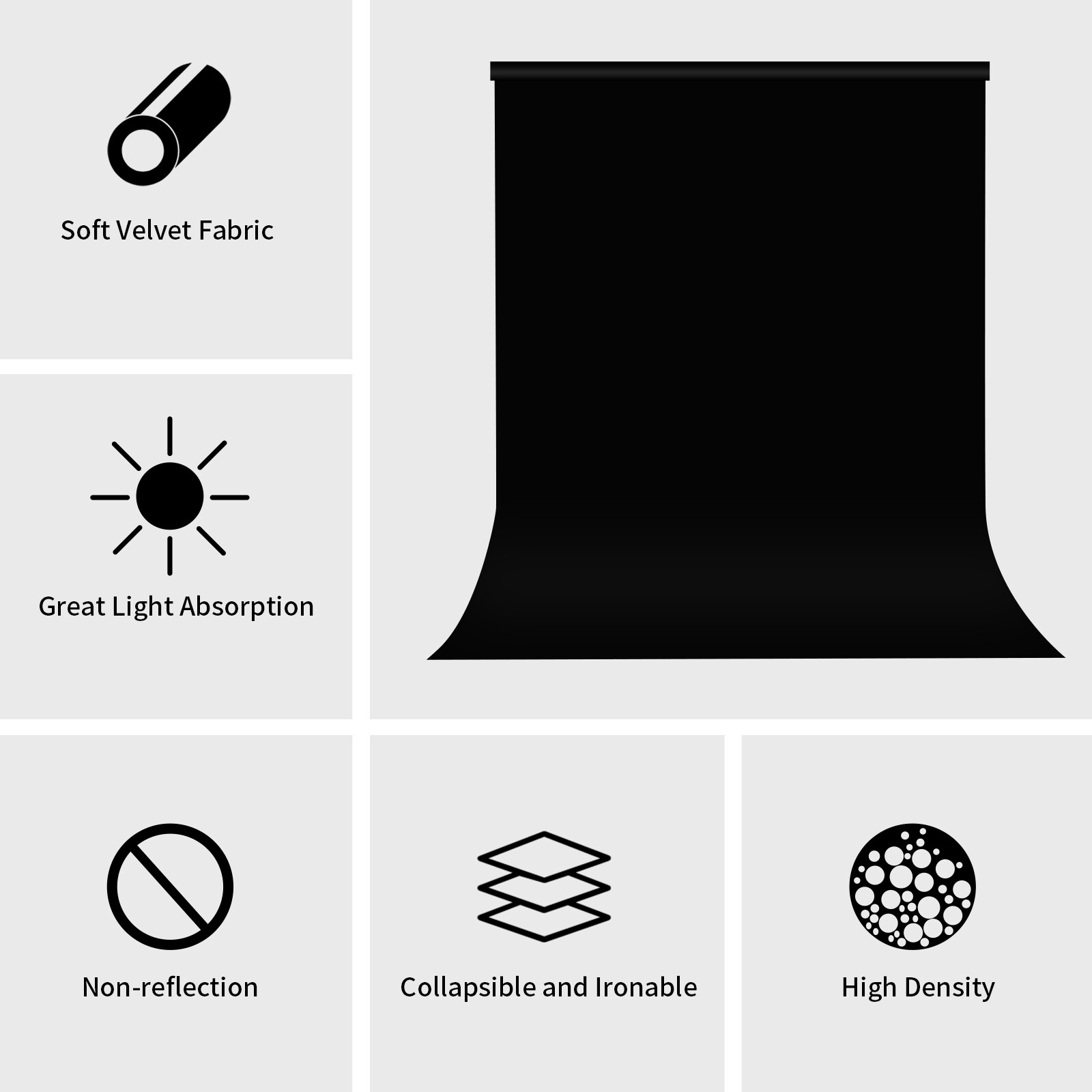 Non-Reflective Fabric Portrait Black Backdrop Photography Photo Backgroud Studio