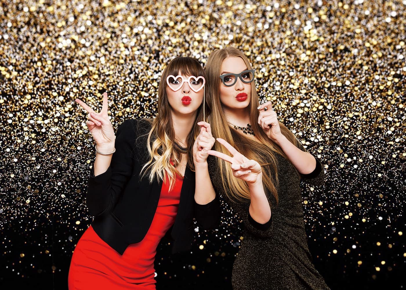 7x5ft Black Gold Glitter Backdrop Birthday Party, New Year Wedding Photo Booth