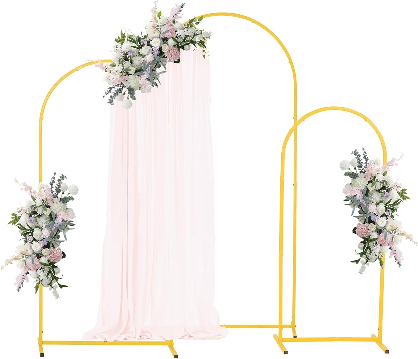 Arch Backdrop Stand, Set of 3, 6/5/4 Ft, Stable Structure, Easy Assembly, Gold M