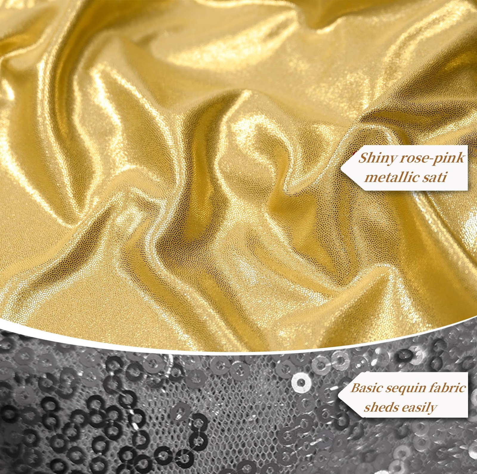 40ft x 10ft Gold Sequin Backdrop Curtain for 5’W×10’H _8 Panels,