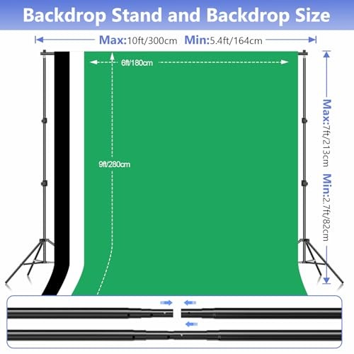 Photo Video Studio Backdrop Stand Kit, 7x10ft(backdrop stand)/6x9ft(backdrop)