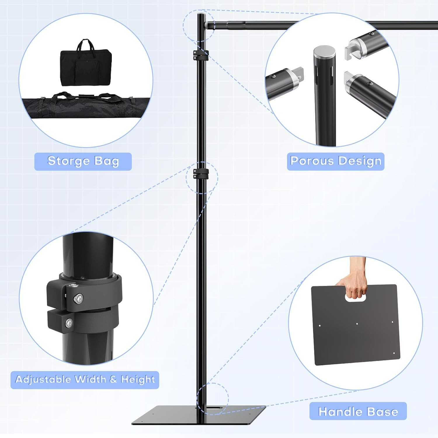 8X10Ft Pipe and Drape Backdrop Upgrade Adjustable Photo Background Backdrop Stan