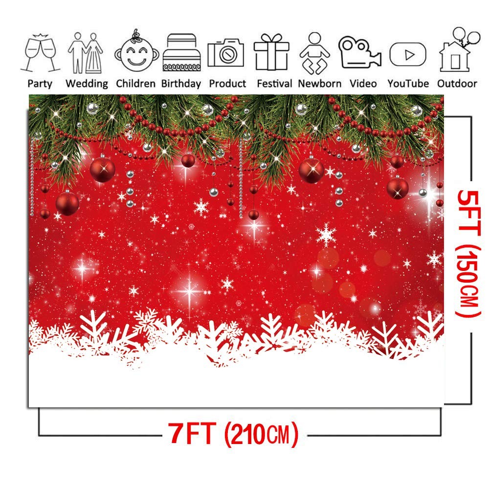 7x5ft Snowflake Christmas Backdrop for Winter New Year Eve Photography Family…