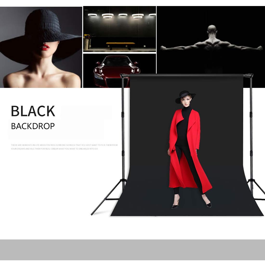Black Backdrop 10x10FT, Black Photo Backdrops for Photoshoot, Chromakey Polye…
