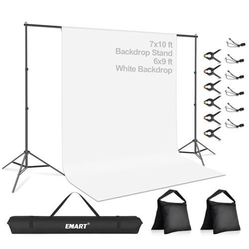 Portable Photography Backdrop Stand Kit 7 x 7*10ft Stand/6*9ft Backdrop White