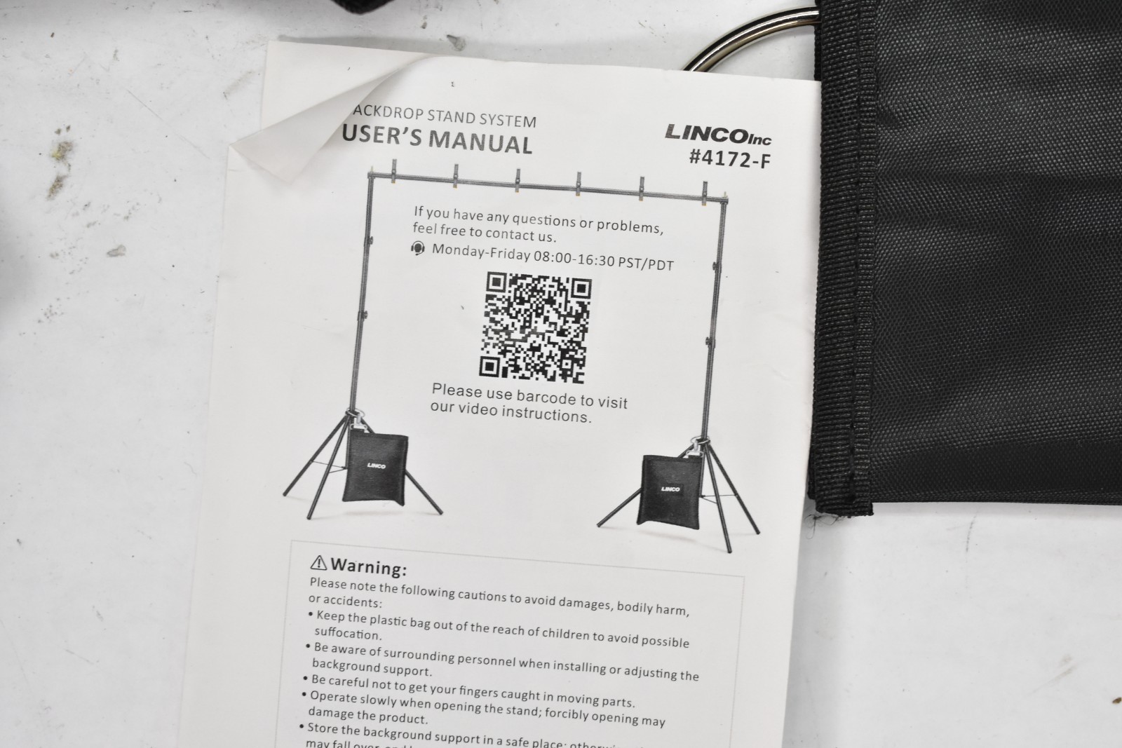 Linco 4172-F Backdrop Stand 10′ x 7′ Adjustable Studio Background MISSING CLAMPS