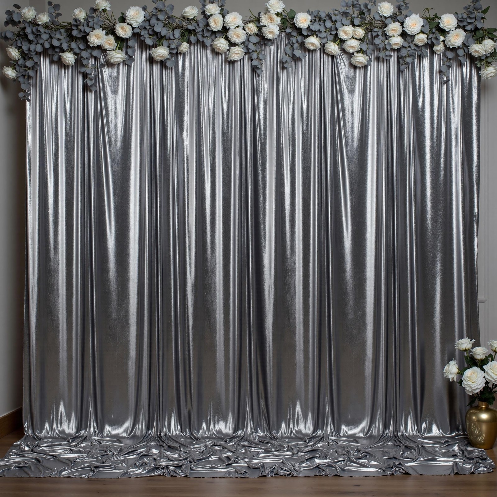 Outpain Thick 10 ft x 10 ft Black Silver Sequin Backdrop Curtain for Parties, Wr